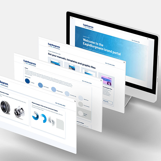 Screenshots vom EagleBurgmann Brand Portal im Corporate Design